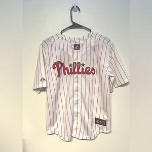 Utley Majestic Pillies Jersey MLB #26 Pinstripe Vntg Youth 14/16